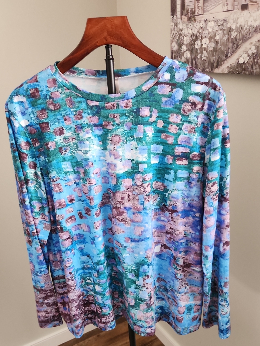 Noracora Women’s Long-Sleeve Colorful Abstract Print Top